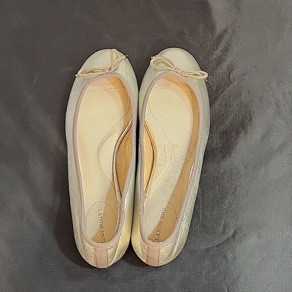 BRAND NEW LANDS'END SLIP ON SILVER METALLIC BALLERINAS FLAT SHOE - Picture 8 of 15